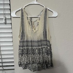 forever 21 small geometric cream tank top